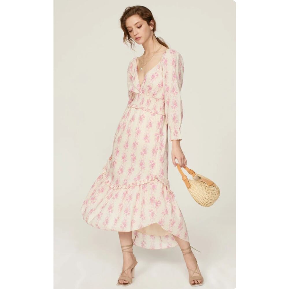 LoveShackFancy Firefly Pink floral cotton Dress Size S